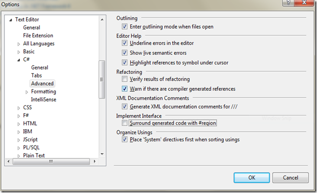 Disable #regions in Visual Studio